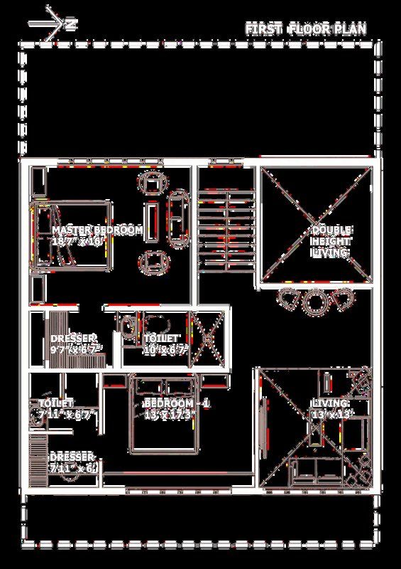 Floor plan 2 of 3 for a four-bedroom villa in Tamil Nadu